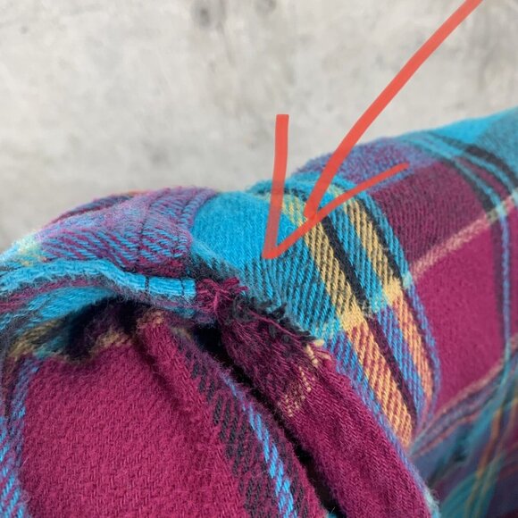 Vintage Flannel Shirt Field Stream Size XL Tall Blue Purple Button Up Mens Top - Picture 4 of 6